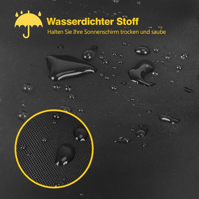 Detalle de Reinalin Sonnenschirm Schutzhülle mit Stab – wasserdicht & UV-beständig für Ampelschirme, 265 x 40/70/50 cm (Schwarz)