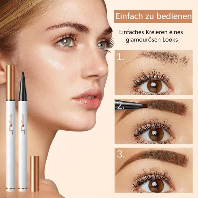 Detalle de 2er-Set magischer Microblading-Augenbrauenstift mit 4 Mikrogabelspitzen – schwarzbraun