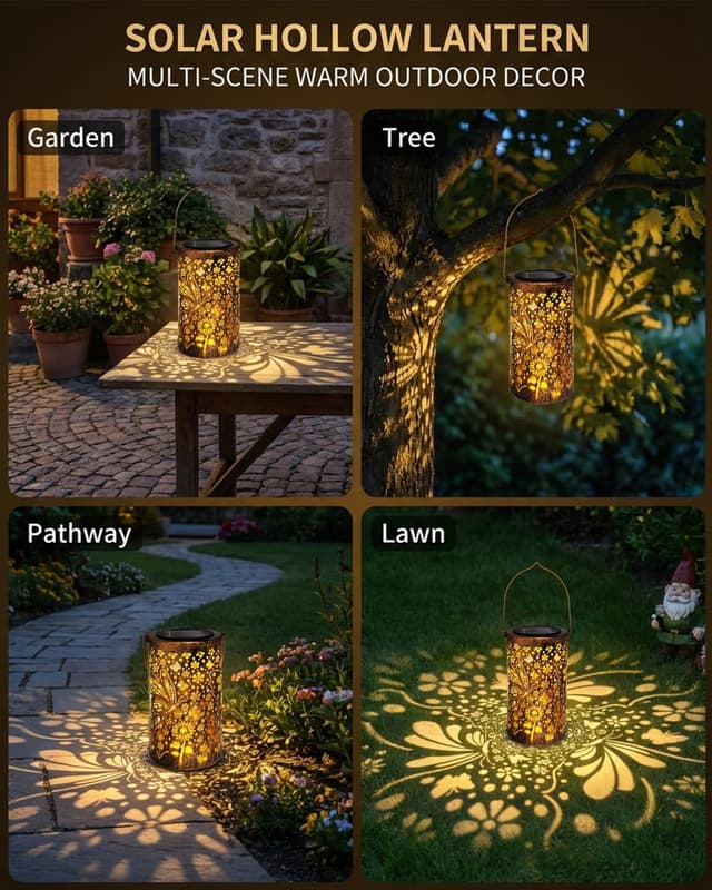 Detalle 2 de Lorrtta Solar Lantern Outdoor Garden (Butterfly & Sunflower) – IP65 Waterproof Solar Garden Light with 800mAh Battery