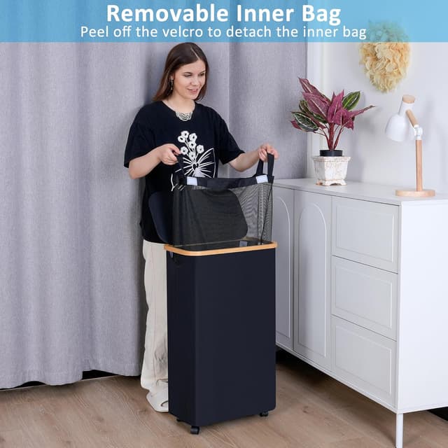 Thumbnail 2 de efluky Cesto de Ropa Sucia Plegable con Ruedas