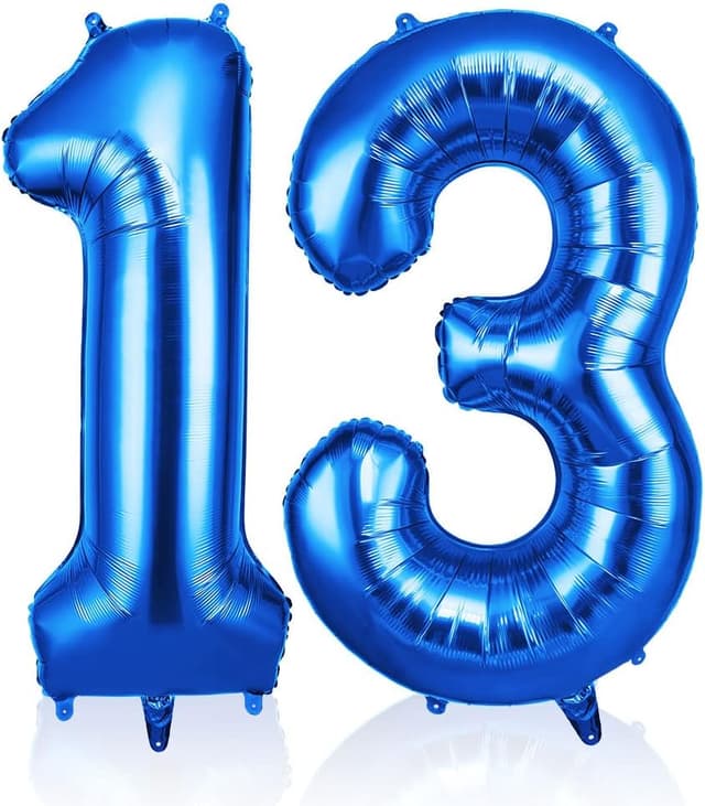 Detalle de OFFCUP Blue Number 13 Foil Balloons (40 inch) – Self-Inflating 13th Birthday Decorations