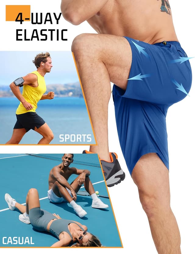 Detalle de TACVASEN men’s quick-drying training shorts with zip pockets