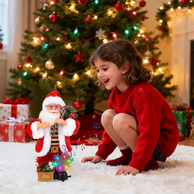 Thumbnail 5 de Figurine Père Noël musique bras mobiles 33×15×13 cm