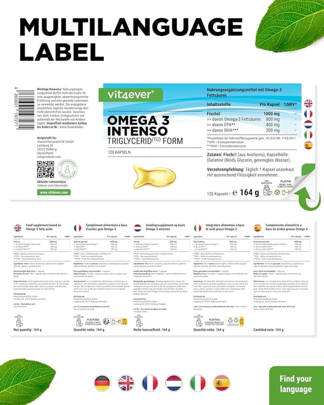 Thumbnail 6 de vit4ever Premium Omega 3 mit 80% Anteil