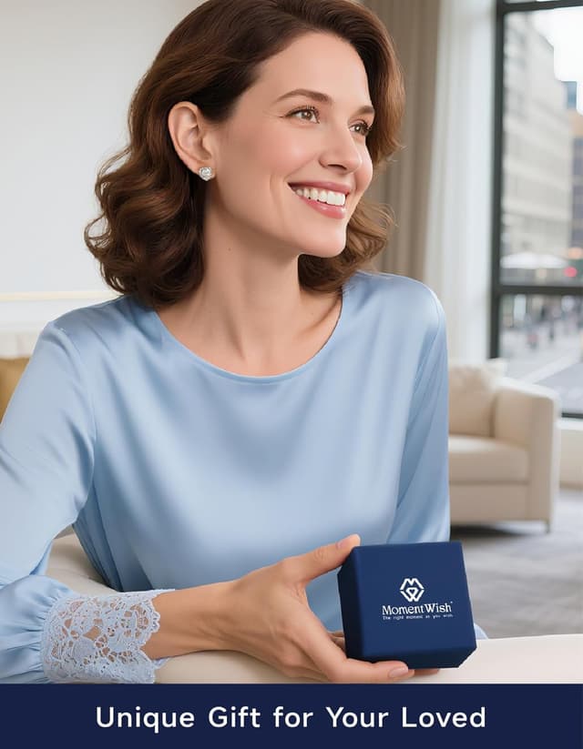 Detalle 2 de MomentWish Moissanite Ohrringe aus 925 Silber mit Herzschliff – Damen Ohrstecker