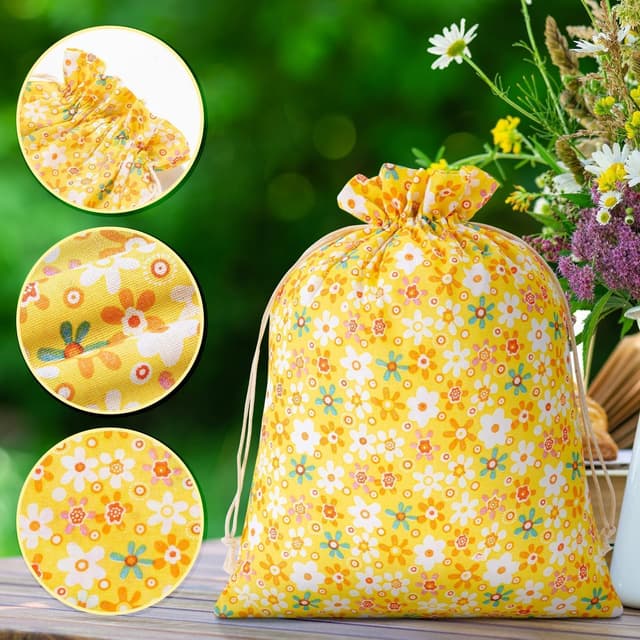 Detalle 2 de Alintor Floral Bunting (Yellow) – 45 flags fabric vintage Easter banner for garden parties