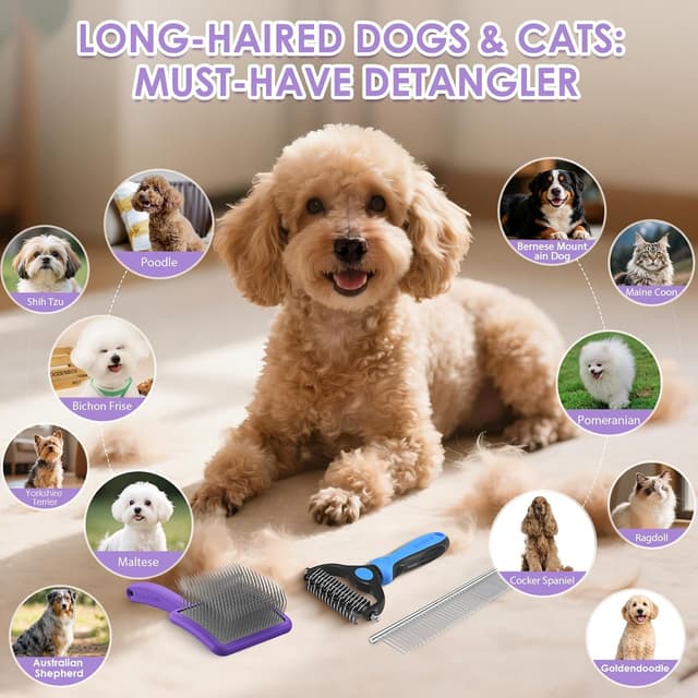 Thumbnail 4 de YOYUPETA Large Slicker Brush Set 3PC for Long-Haired Dogs