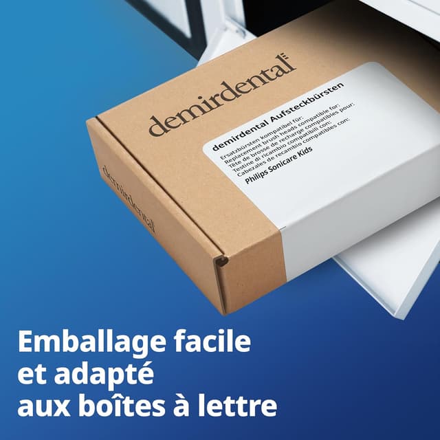 Thumbnail 6 de Têtes de brosse demirdental pour Philips Sonicare Kids (3 à 6 ans) – Compact Mini, lot de 8, bleu clair