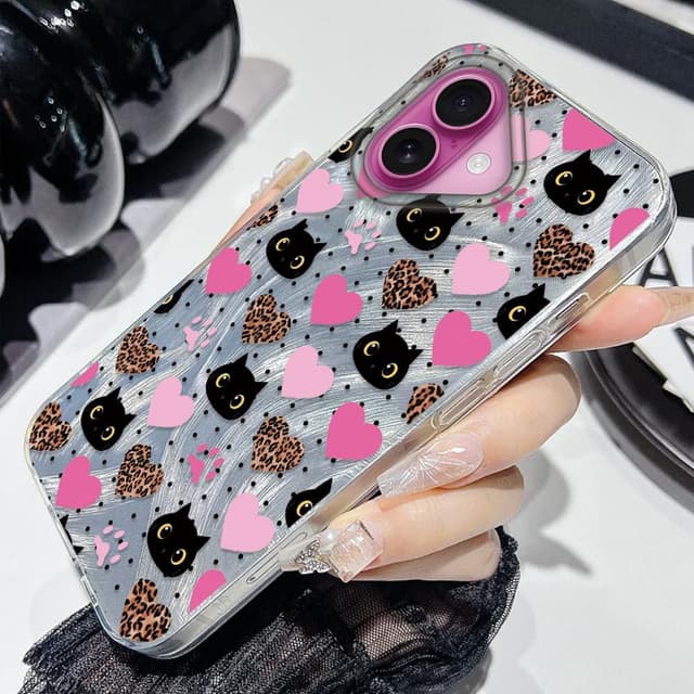 Detalle 2 de Tedyhulle Hülle für iPhone 16 (6,1") – dünnes TPU/PC Cover mit süßem Katzenmotiv