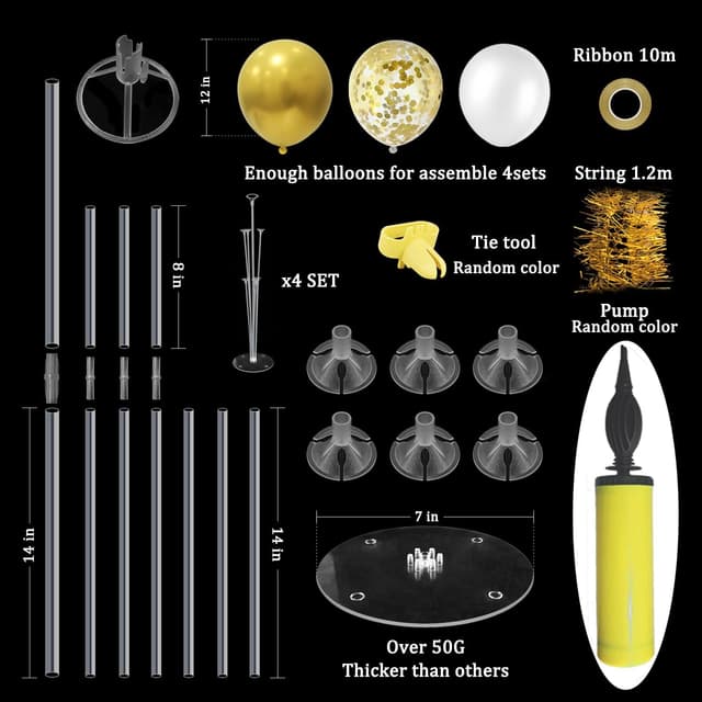 Detalle 2 de ZJDHPTY Gold Party Decorations 4-Set balloon stand ๐