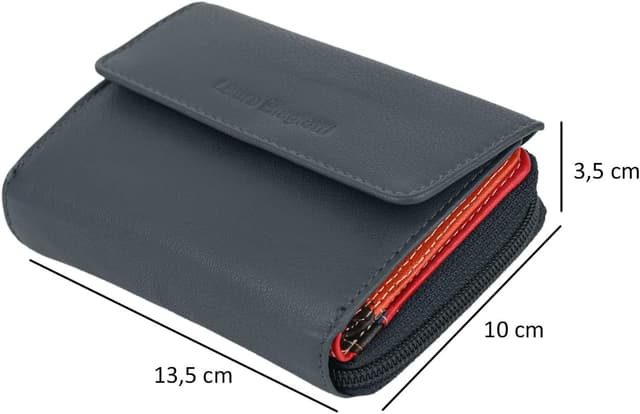 Detalle de Portefeuille femme Laura Biagiotti en cuir véritable – intérieur multicolore, spacieux avec boîte cadeau