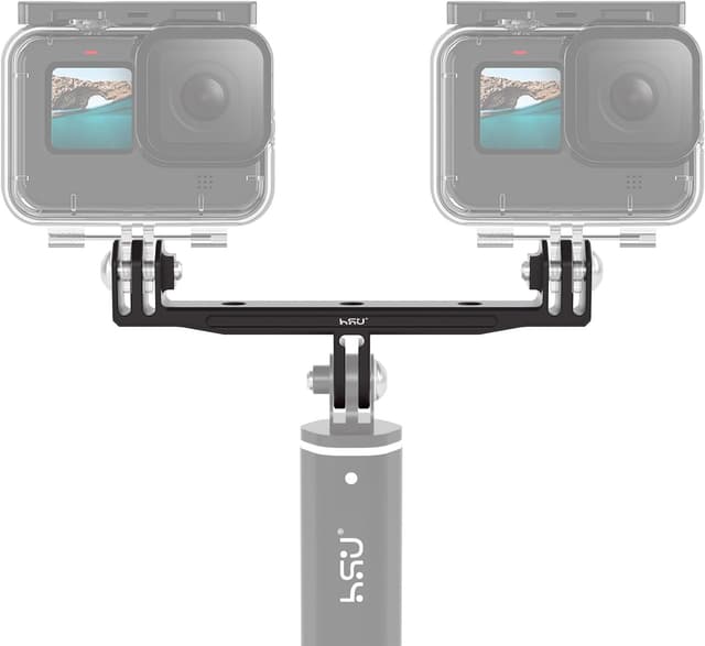 Detalle de HSU Aluminium Twin Camera Mount for GoPro – Longer dual adapter with 1/4 screw thread