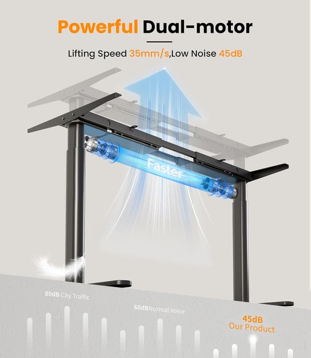 Detalle de MAIDeSITe EL2 Pro Art elektrisch höhenverstellbares Tischgestell mit Dualmotor, 180-kg-Traglast, 4 Memory & Kollisionsschutz