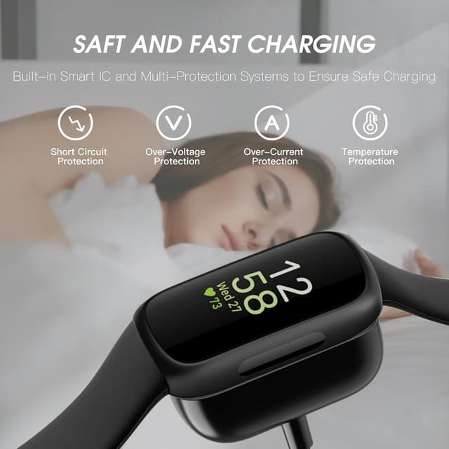 Detalle de Tuocal 2 Pack Charger for Fitbit Inspire 3 (USB Dock Stand Adapter Cable, 3.3ft)