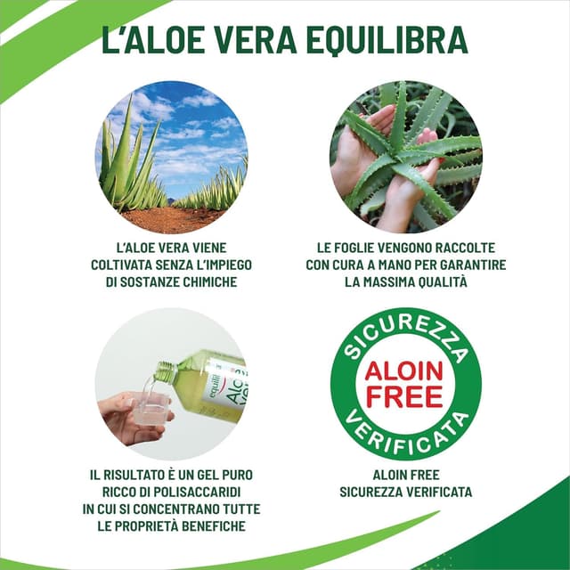 Detalle 2 de Equilibra Aloe Vera da Bere, 100% Pura Polpa di Aloe (2x1000 ml, 40 giorni) depurativa e lenitiva