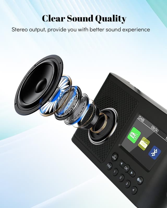 Thumbnail 3 de QEEKADA Radio portatil pequeña DAB/FM Bluetooth