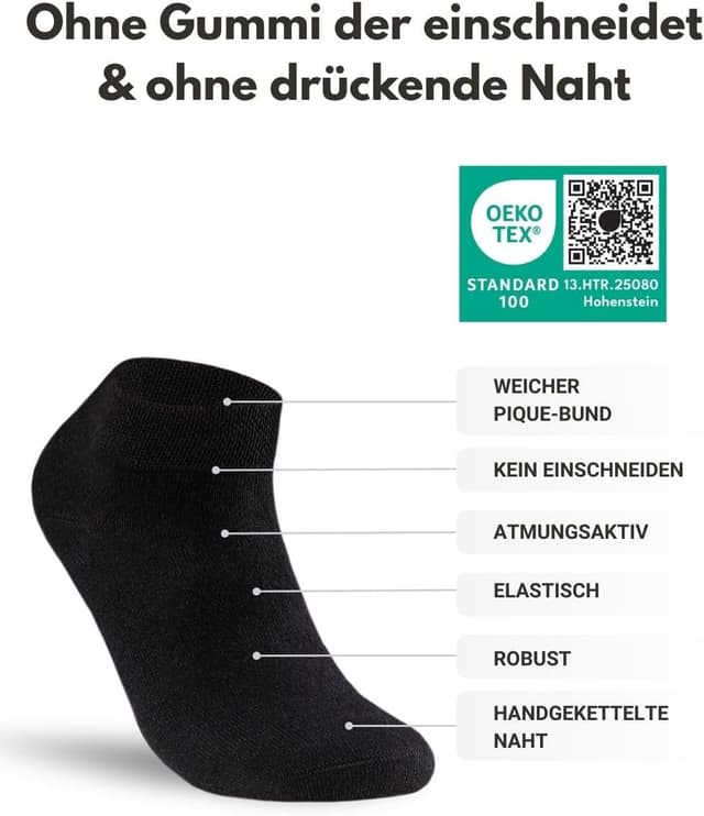 Detalle de sockenkauf24 10 Paar Diabetiker Sneaker Socken ohne Gummibund und ohne Naht (Herren & Damen)