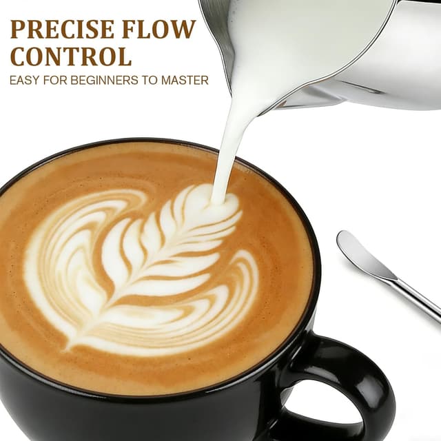 Detalle de Milk Frothing Pitcher 20oz / 600ml with Latte Art Pen – Stainless Steel Steaming Jug (Milk Frother Cup)