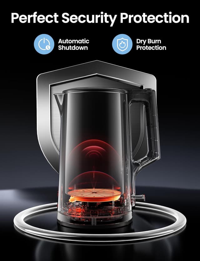 Thumbnail 6 de COMFEE' 1.7L Double-Wall Electric Tea Kettle (Stainless Steel Interior) with Auto-Off & Boil-Dry Protection, 1500W
