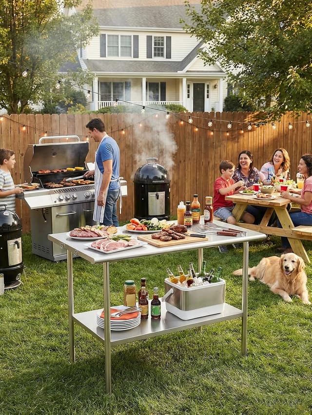 Thumbnail 6 de Atelicf All-Stainless Steel Prep Table, 30 x 36 Inch, Rounded Edges and Adjustable Undershelf