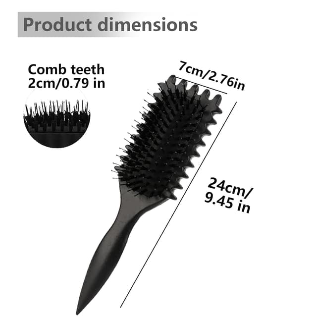 Detalle de Longyier Lockenbürste mit Zinken – Stylingbürste zum Kämmen und Formen von Locken (Schwarz)