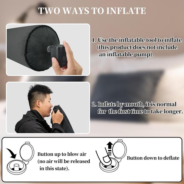 Detalle de ONTYZZ Seitenschläferkissen aufblasbar (90 x 20 cm) – Körperkissen für Rücken-, Seiten- und Bauchlage