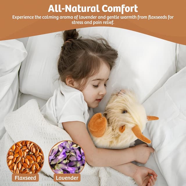 Detalle 2 de Marysun microwavable Highland cow weighted plush heating pad for period cramps