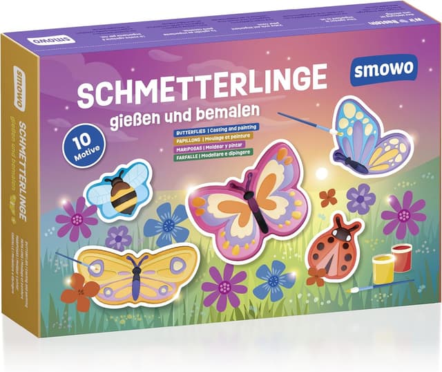 Detalle de Smowo® 10 Schmetterling Gipsfiguren zum Gießen & Bemalen – Bastelset mit 10 Figuren