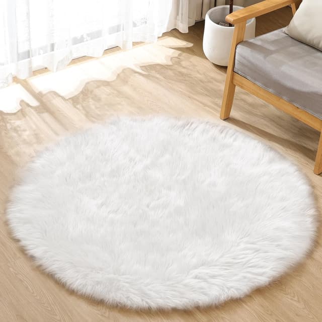 Detalle de ORINOVA Tapis Rond Blanc 120 cm