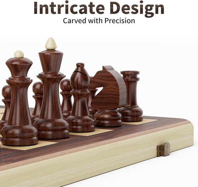 Thumbnail 1 de 38cm Holz Klapp-Schach- und Dame-Set