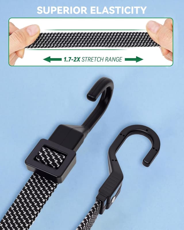 Detalle 1 de LuckyStraps 6-Pack 32 in Flat Adjustable Bungee Cords with Hooks