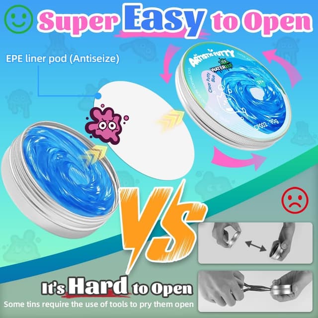 Detalle de WATERELF Transparent Putty Slime for Kids (Blue) — 3.2 oz Non-Sticky Fidget Putty