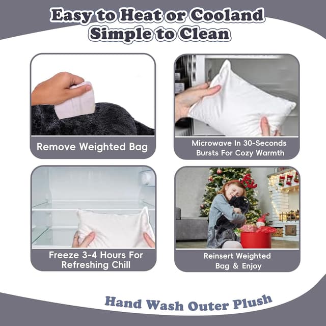 Detalle de RLOMUTE Black Cat Weighted Plush Toy (Microwaveable) – 19.6in/50cm 4.4lb soft hug pillow