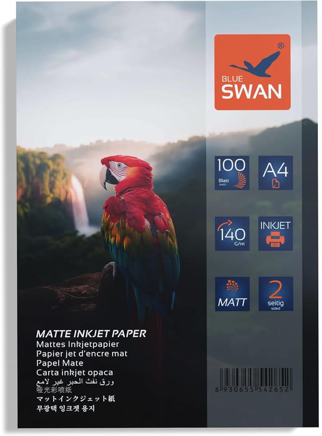 Detalle de BLUE SWAN Carta Fotografica Opaca A4 da 140 g/m², 100 fogli fronte-retro, per stampanti inkjet