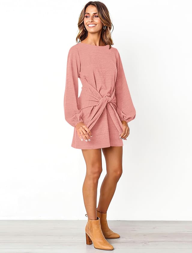 Detalle de PRETTYGARDEN Long Lantern Sleeve Knit Dress
