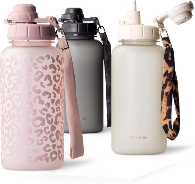 Imagen de MAMEIDO Trinkflasche mit Strohhalm Zeitmarkierung 1 l en OfertitasTOP