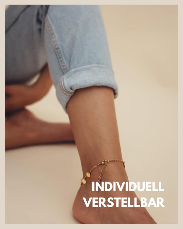 Detalle 2 de GD GOOD.designs Damen-Fußkettchen aus 316L Edelstahl – wasserfest, von 22 bis 27 cm verstellbar
