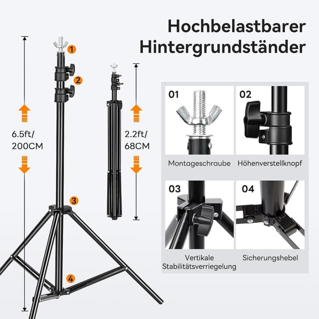 Thumbnail 2 de Heysily Fotohintergrund Schwarz 2x2m