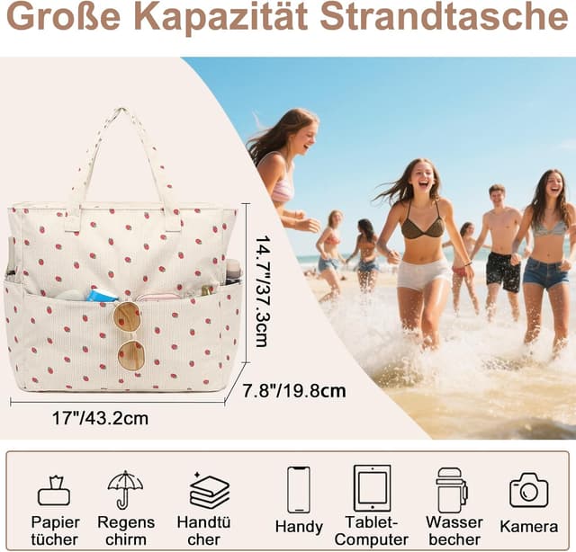 Detalle 2 de LEDAOU Große Strandtasche 45 L