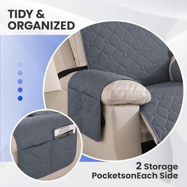 Thumbnail 6 de Housse fauteuil relax inclinable électrique Ystyle 100% étanche, antidérapante, gris foncé (1 place)