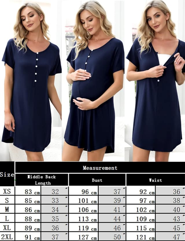 Thumbnail 5 de Uniexcosm Stillnachthemd Baumwolle Kurzarm S-XXL