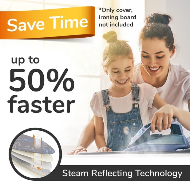 Detalle de Super Soft 5 Layer Turbo Ironing Board Cover (XL, 125 x 45 cm) – 100% Cotton Top, High-Speed Steam Reflection