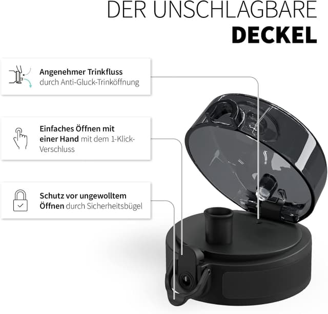 Detalle de 720°DGREE Fitness uberBottle Jug 2300 ml avec poignée – gourde XXL softTouch, anti-fuite, sans BPA