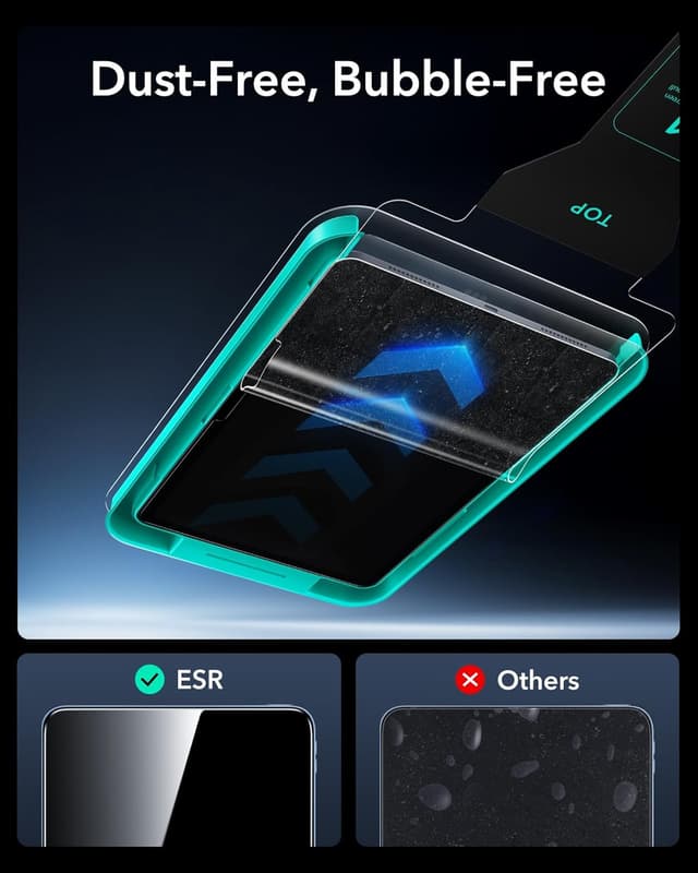 Detalle de ESR 2-Pack Armorite Tempered Glass Screen Protectors for iPad Pro 11" (M5 2025 / M4 2024) with UltraFit Tray