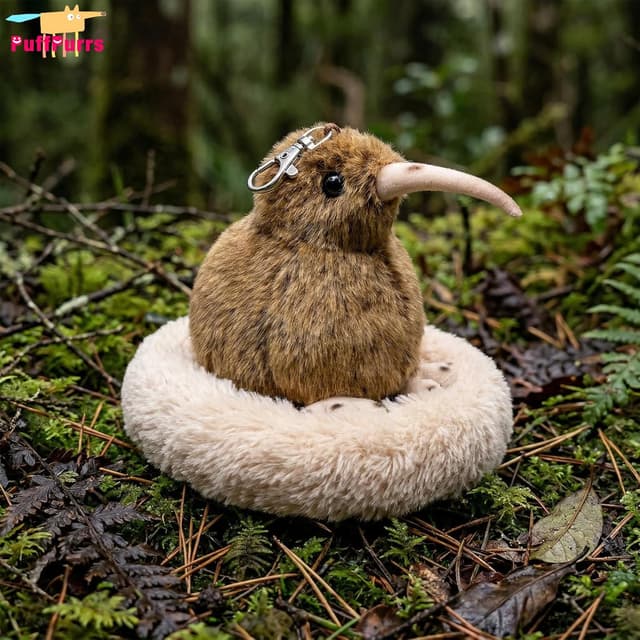 Detalle 1 de PuffPurrs Kiwi Bird Plush Keychain