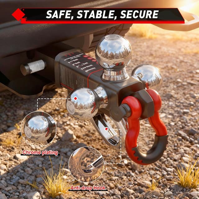 Detalle 2 de TYT Tri Ball Trailer Hitch 10,000 lbs ๐