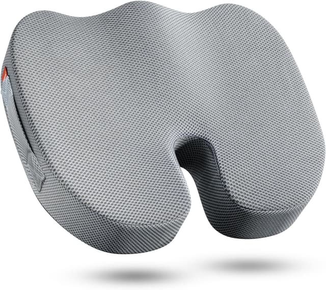Detalle de inaepeak Coussin de siège en mousse à mémoire de forme extra épais et large (housse maille lavable) – Gris