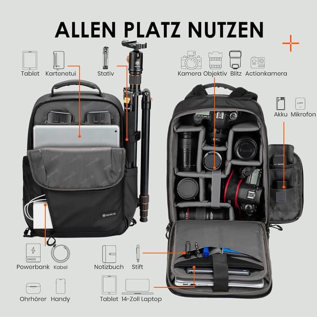 Detalle de TARION Kamerarucksack 14 Zoll
