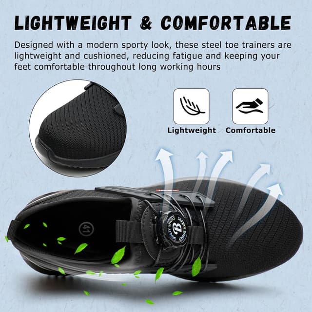 Detalle 2 de Burlbuny lightweight work shoes with steel toe cap for men and women