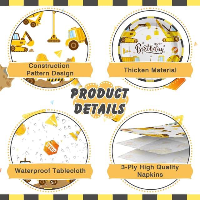 Detalle de Cecnamt Construction Birthday Decorations (170-Piece Set) for a Construction-Theme Party